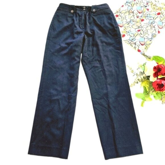 Larry Levine Women's Trousers Size 8 Navy Blue Wool Dress Pants Lined Office - Picture 3 of 16